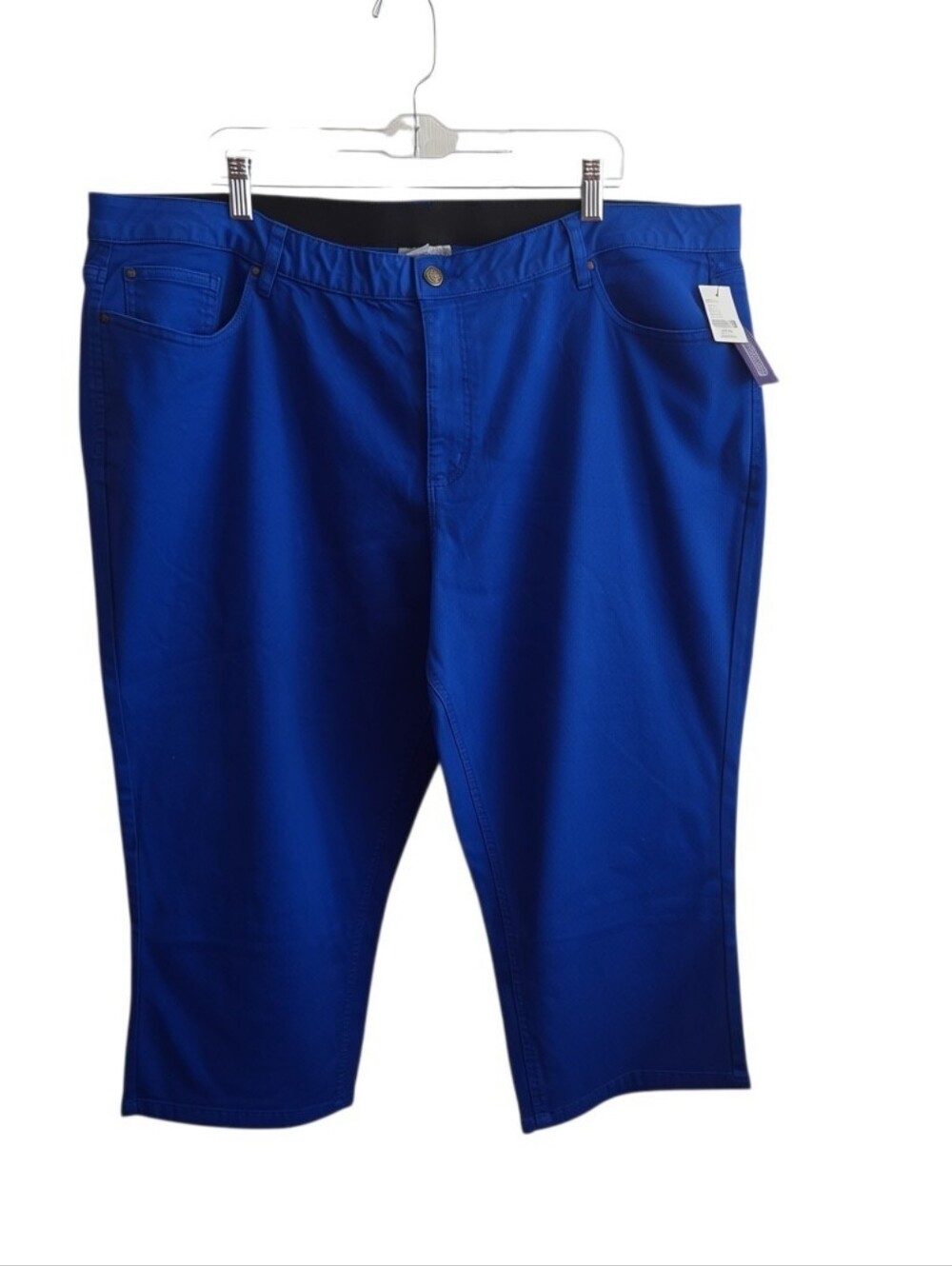 CATHERINES Universal Jean Stretch Cotton Capri Royal Blue Plus Size 24W NEW